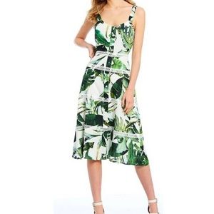 Gianni Bini Green Leaf Print Dress